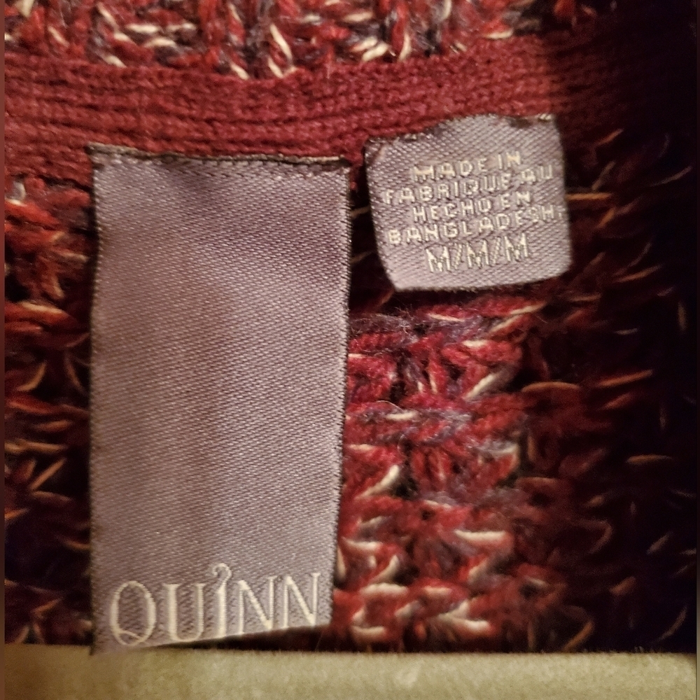 Quinn Cardigan Burgundy Long Sleeveless Open Front Knit Sweater Sz M - Picture 3 of 4